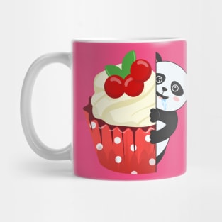 Hungry panda try to eat cupcake Mug